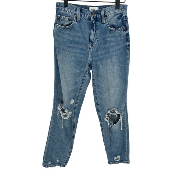 Pistola Straight Leg Cropped Jeans Blue Light Wash High Waist Casual Indie 25 - Picture 1 of 12